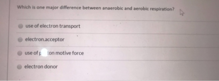 Solved Which is one major difference between anaerobic and | Chegg.com