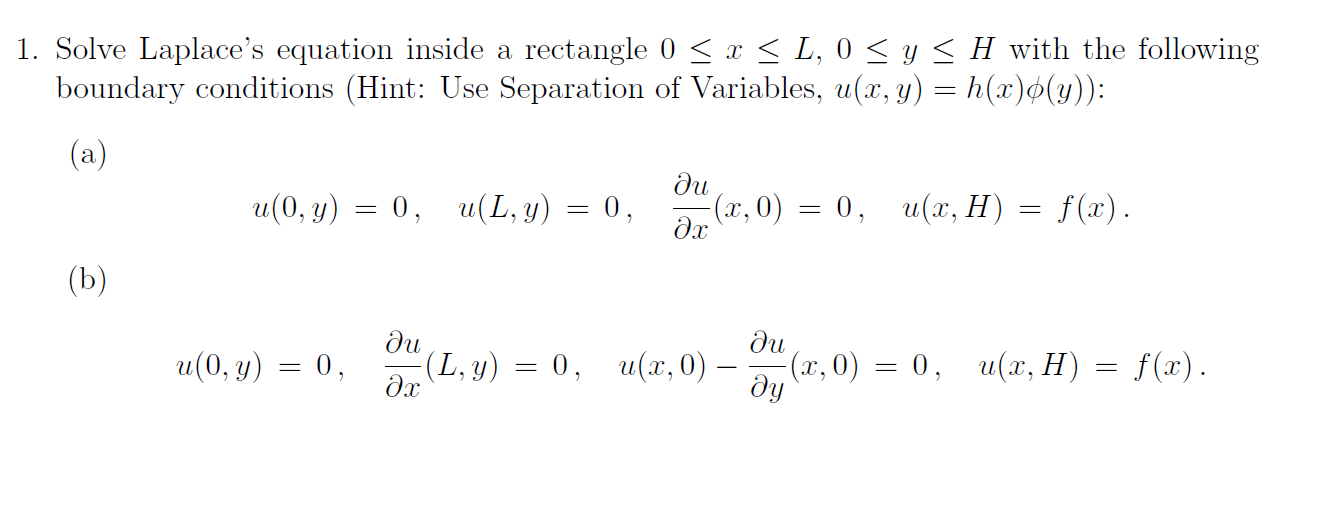 Solved 1. Solve Laplace's Equation Inside A Rectangle 0