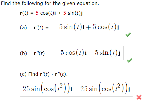 Solved Find The Following For The Given Equation R T Chegg Com
