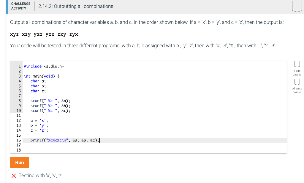 Solved CHALLENGE ACTIVITY 2.14.2: Outputting all