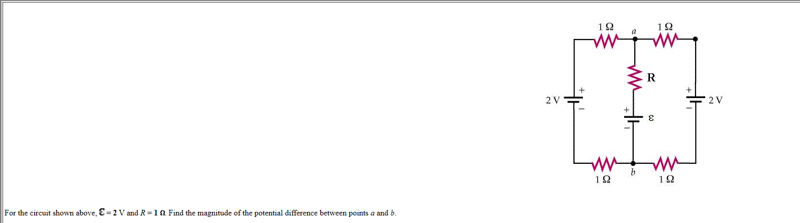 Solved For The Circuit Shown Above, E=2 V And R=1Ω. Find The | Chegg.com