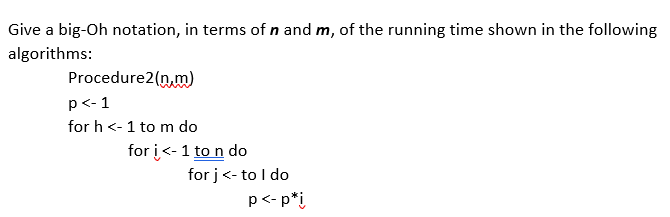 Solved Give A Big-Oh Notation, In Terms Of N And M, Of The | Chegg.com