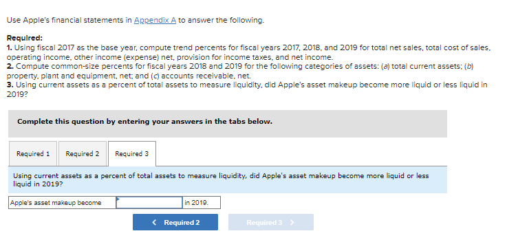 Solved Use Apple's financial statements in Appendix A to | Chegg.com