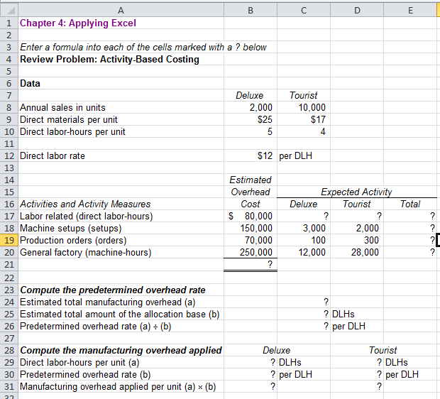 Solved Chapter 4: Applying Excel: Excel Worksheet (Part 1 Of | Chegg.com