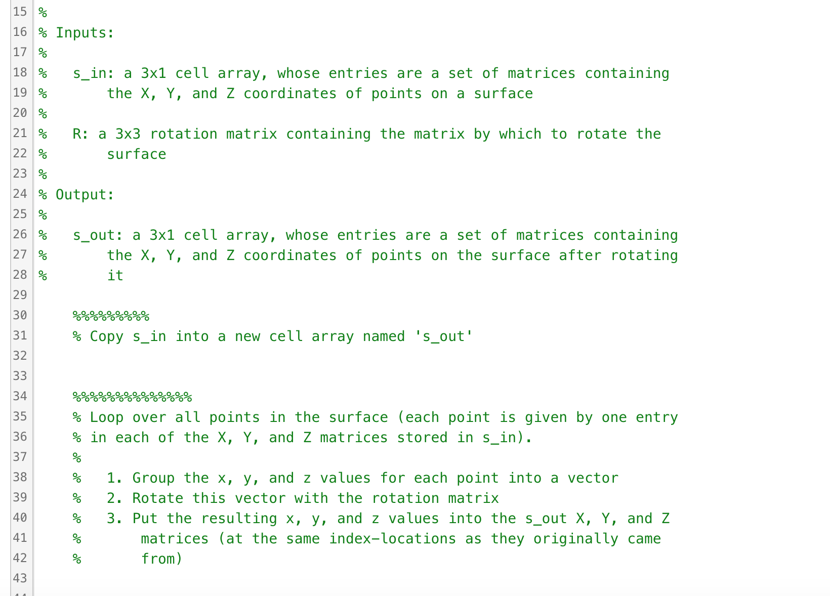 Rotate a set of points defining a surface by a | Chegg.com