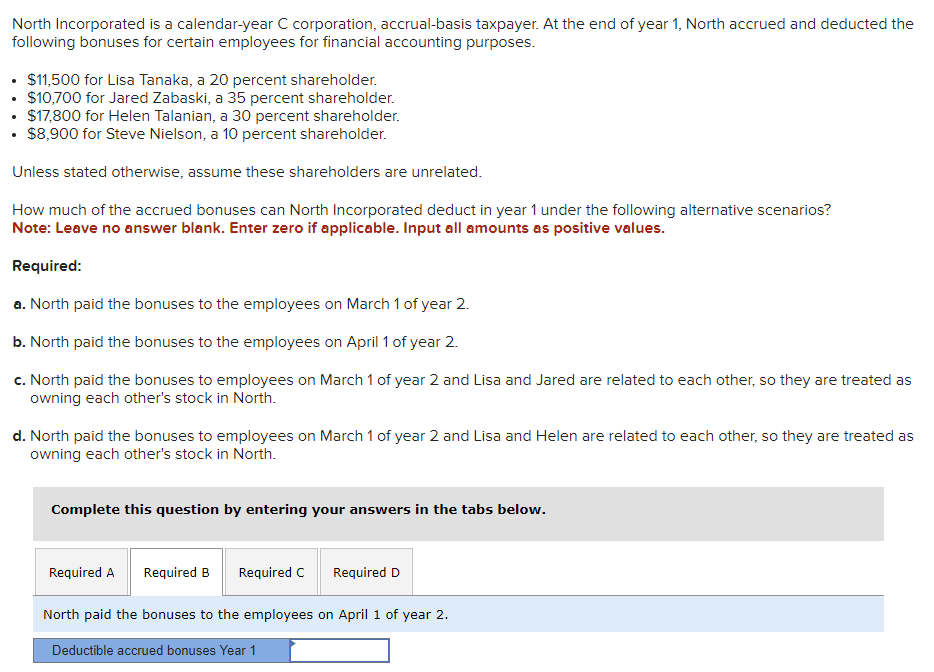 Solved : North Incorporated is a calendar year C corporat