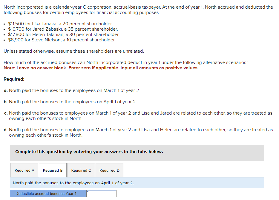  Solved North Incorporated Is A Calendar year C Corporat