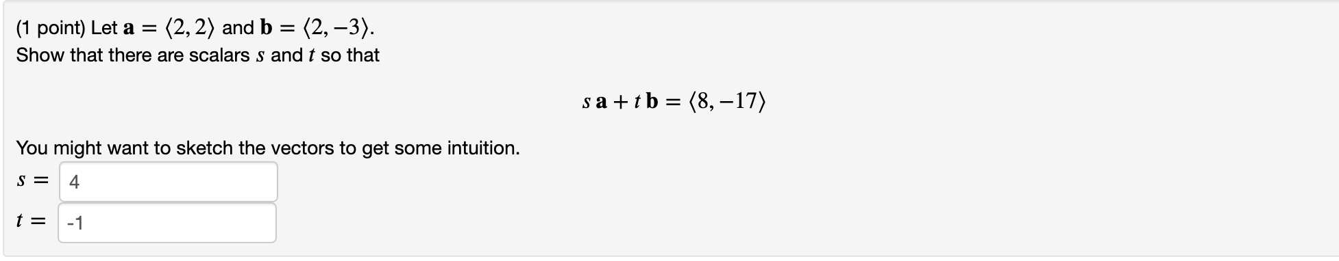 Solved (1 Point) Let A = (2, 2) And B = (2,-3). Show That | Chegg.com