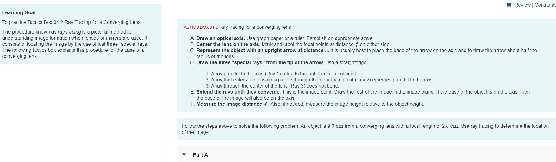 Solved A Review Constants TACTICS BOX 34.2 Ray tracing for a | Chegg.com