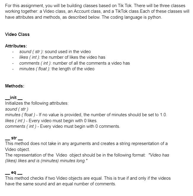 Solved For this assignment, you will be building classes | Chegg.com