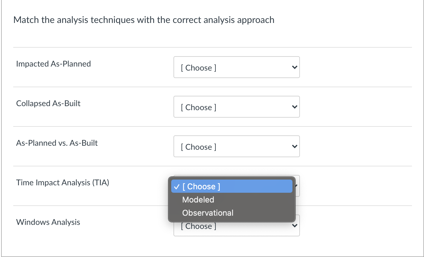 Solved Match the analysis techniques with the correct | Chegg.com