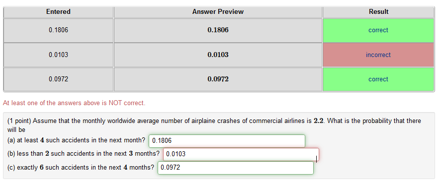 Solved At Least One Of The Answers Above Is NOT Correct. (1 | Chegg.com