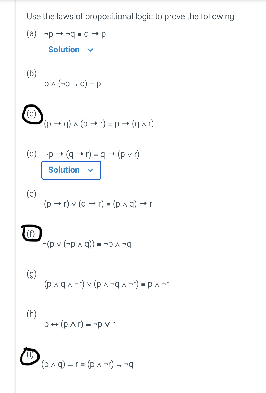 Solved Use The Laws Of Propositional Logic To Prove The | Chegg.com