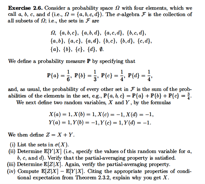 Exercise 2 6 Consider A Probability Space With Fo Chegg Com