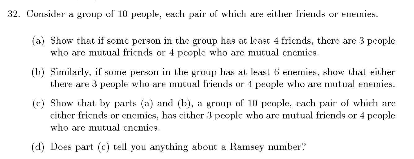 Theorem on Friends and Strangers; Why in Any Party of Six People, Either at  Least Three of Them Are Mutual Friends, or at Least Three of Them Are  Mutual Strangers