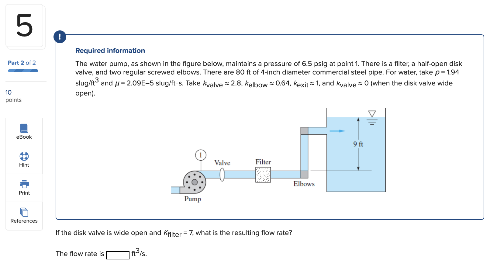 [Solved] Required information The water pump, as shown in
