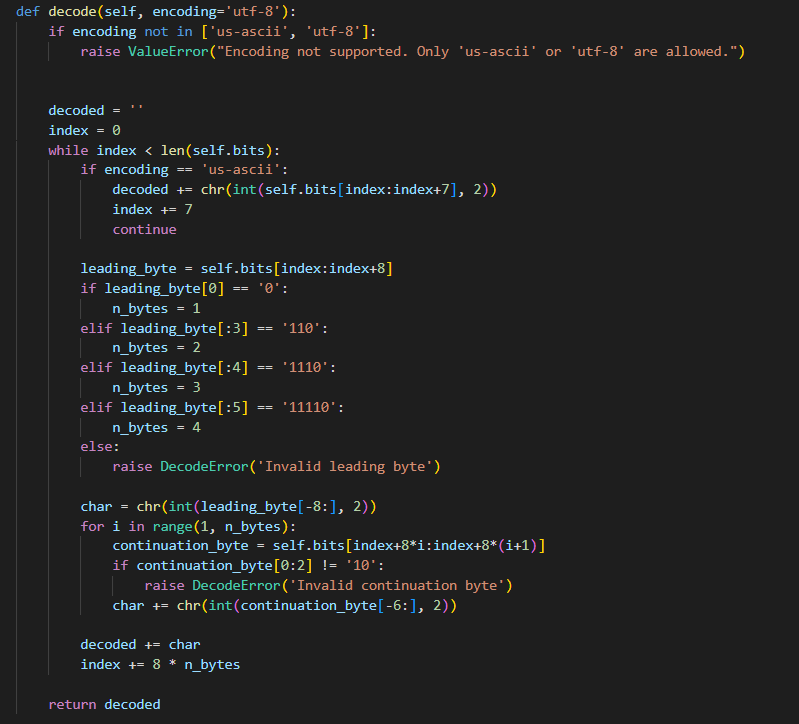 Solved - decode(encoding='utf- ' ) This method has a single | Chegg.com