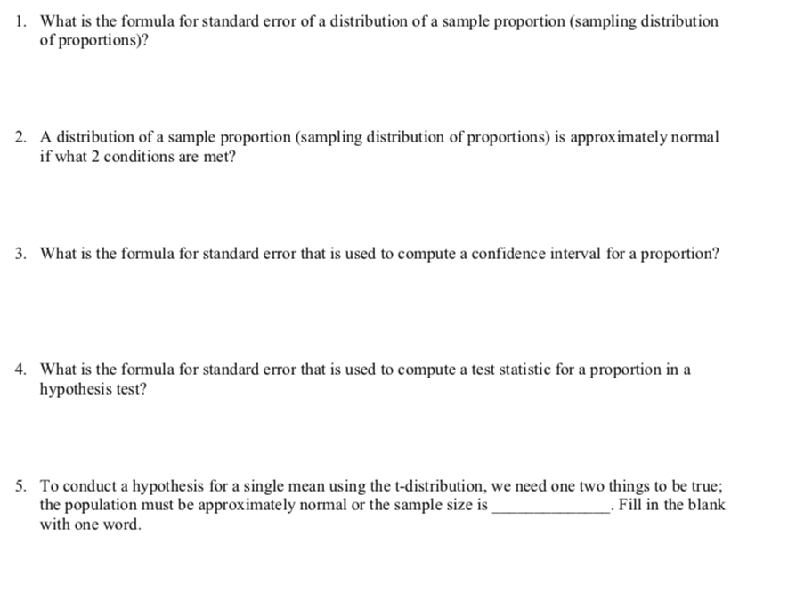 Solved What is the formula for standard error of a