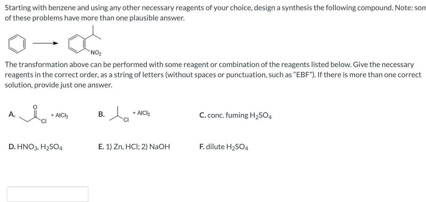 Solved Starting With Benzene And Using Any Other Necessary | Chegg.com