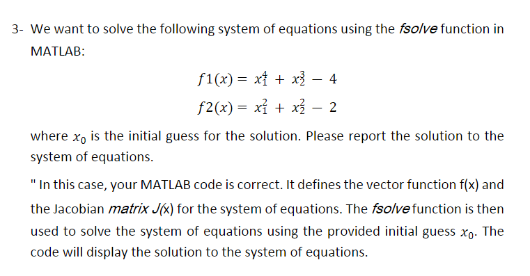 Solved We want to solve the following system of equations | Chegg.com