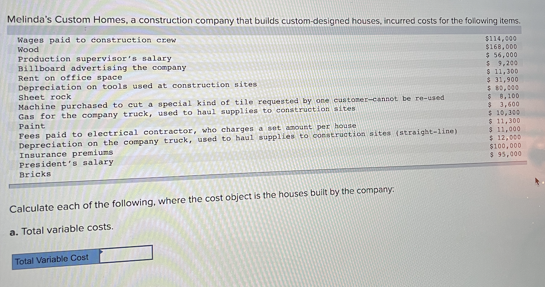 Solved Calculate Each Of The Following, Where The Cost | Chegg.com