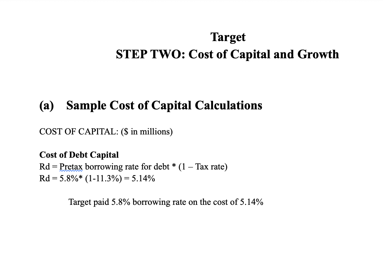 Solved I am working on the Cost of Capital for the Target | Chegg.com