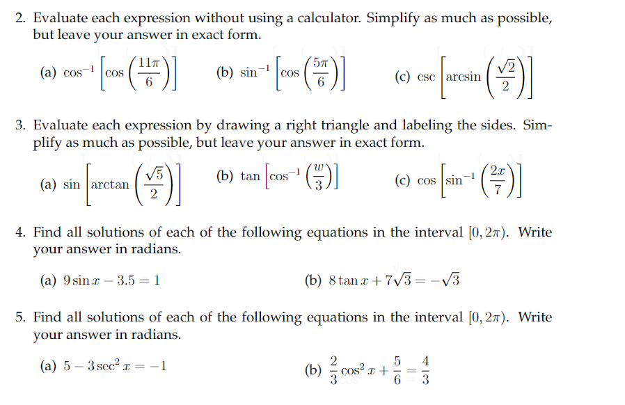 Solved 2. Evaluate each expression without using a | Chegg.com