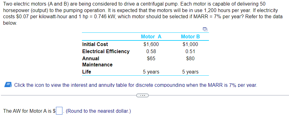 Solved Two Electric Motors (A And B) Are Being | Chegg.com