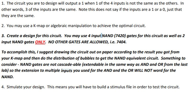 Solved 1. The circuit you are to design will output a 1 when | Chegg.com