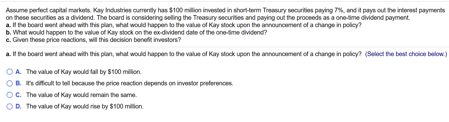 What Do You Mean By Perfect Capital Markets