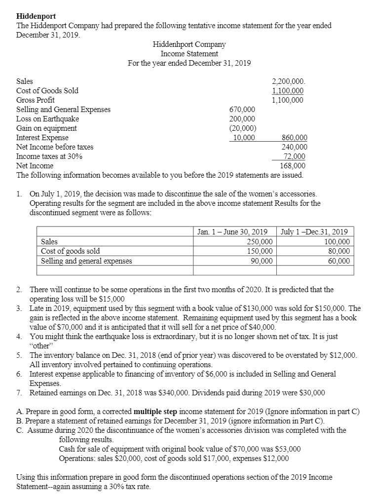 Solved Be sure you remove the discontinued sales, cost of