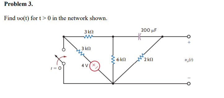 Solved Problem 3. Find vo(t) for t> 0 in the network shown. | Chegg.com