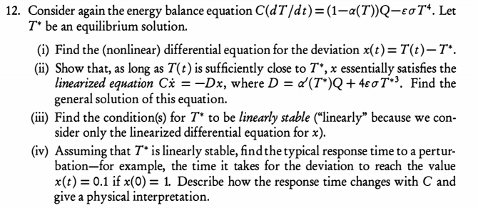 Solved ਮ 12 Consider Again The Energy Balance Equatio Chegg Com