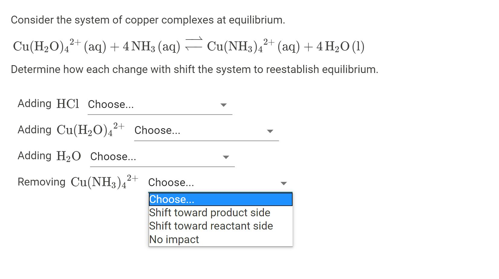 Solved Consider The System Of Copper Complexes At Equilib Chegg Com