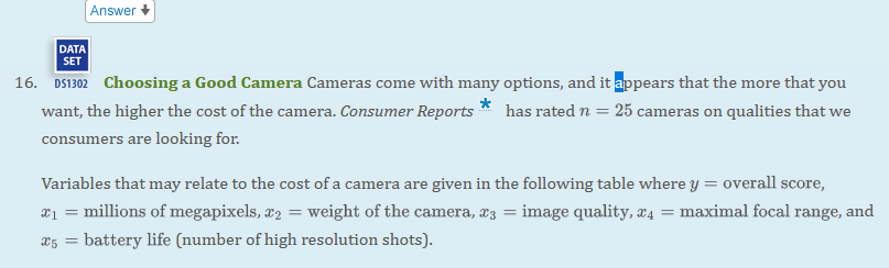 Solved a. In the choosing a good camera problem, what is | Chegg.com