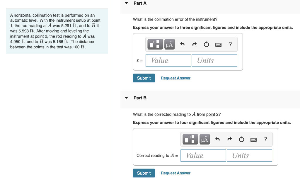 Solved A horizontal collimation test is performed on an