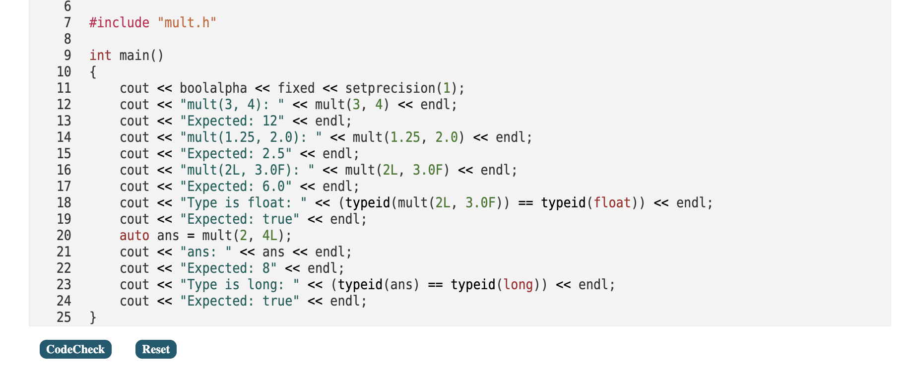 Solved The template function mult works correctly for | Chegg.com