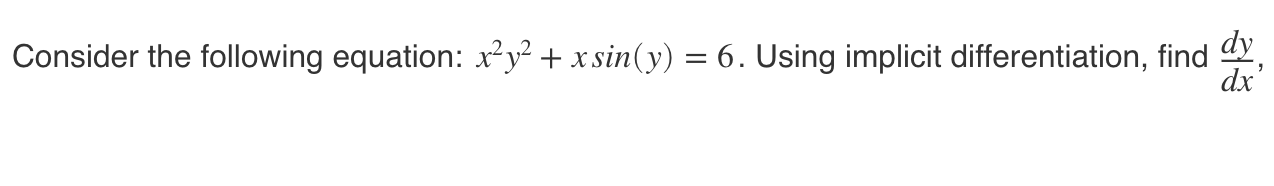 Solved Consider The Following Equation X2y2xsiny6 7369