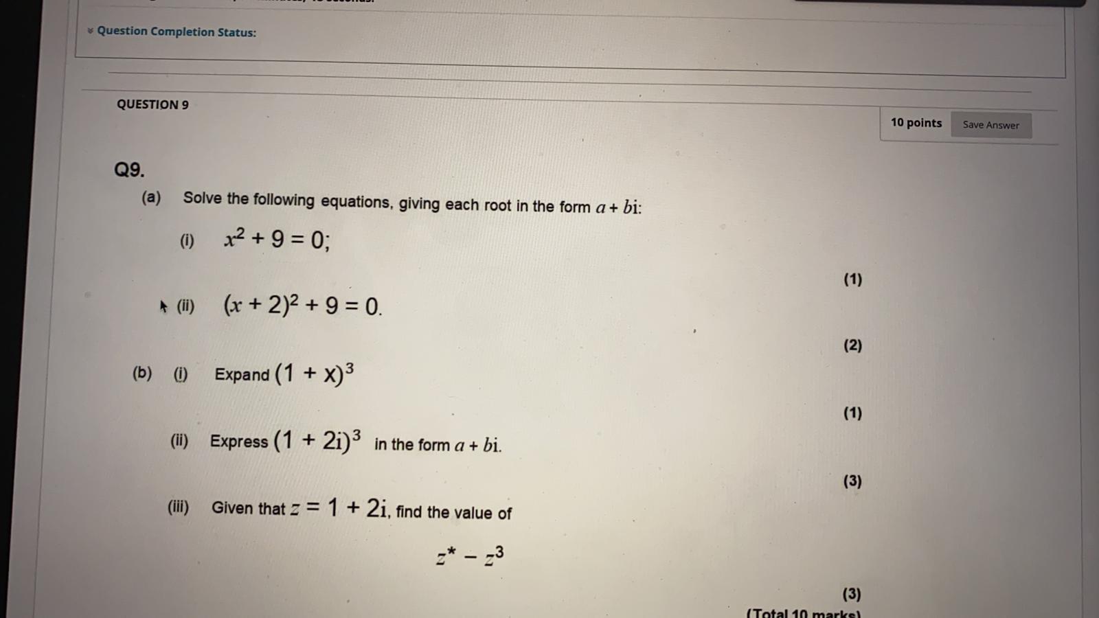 Solved Question Completion Status: QUESTION 9 10 points Save | Chegg.com