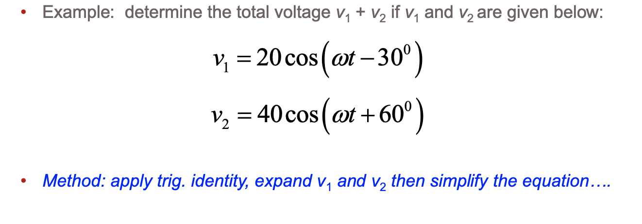 Solved - Example: determine the total voltage v1+v2 if v1 | Chegg.com