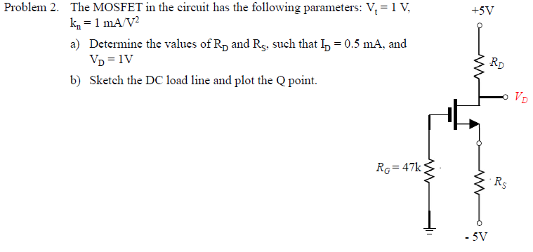 Solved +5V Problem 2. The MOSFET in the circuit has the | Chegg.com