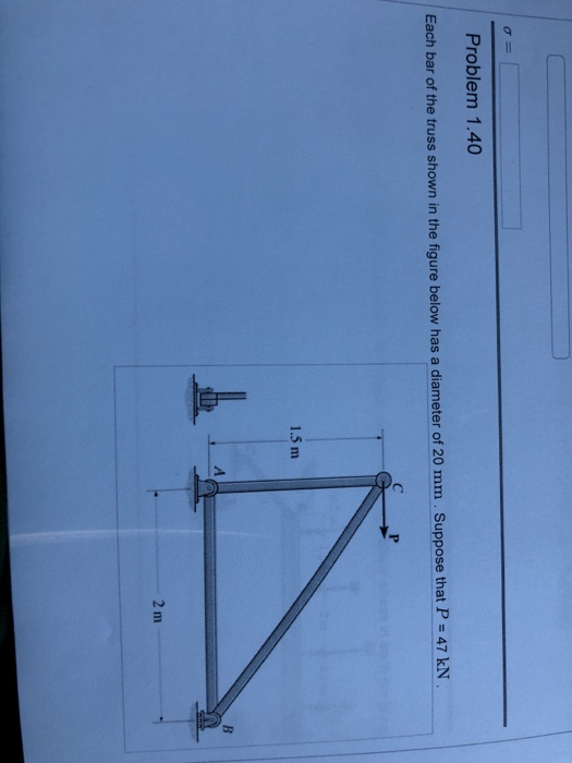 Solved Problem 1.40 Each bar of the truss shown in the | Chegg.com