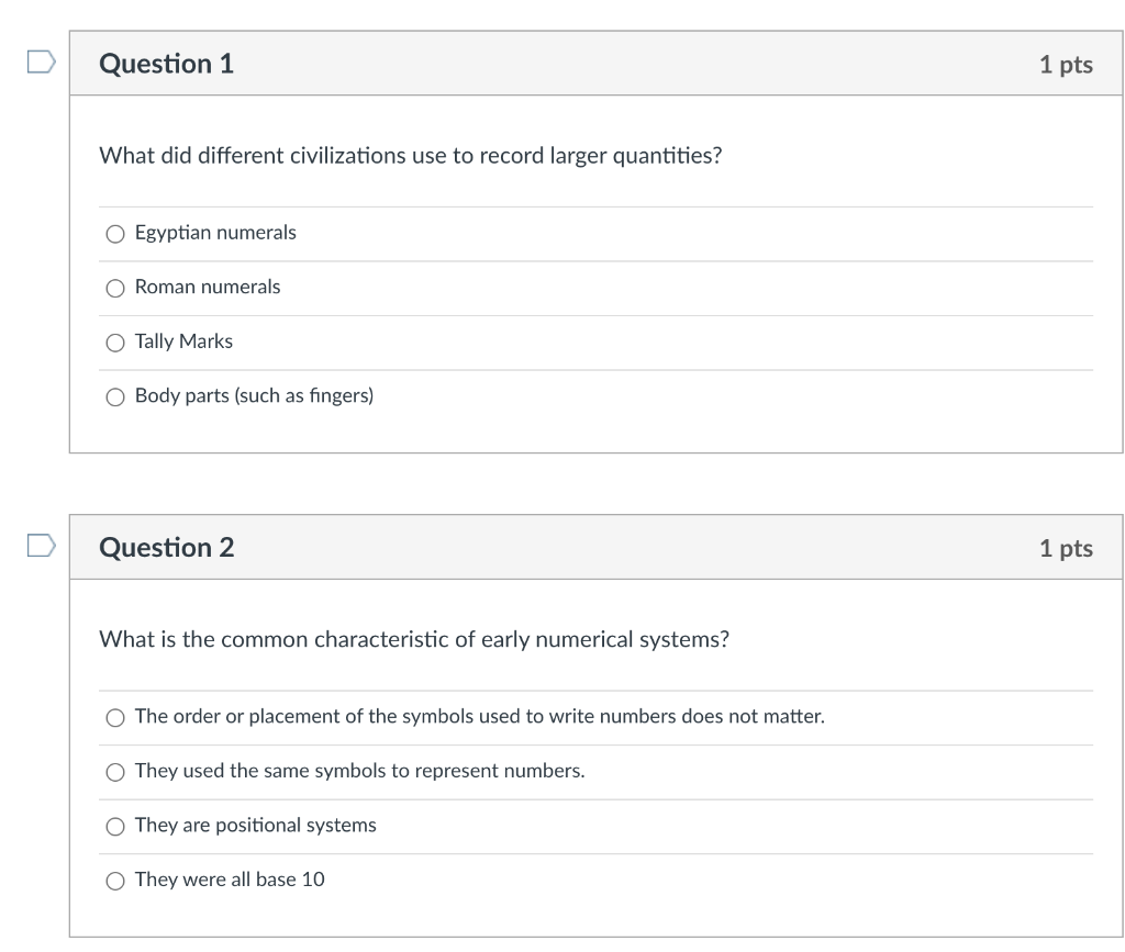 Solved Question 1 1 pts What did different civilizations use | Chegg.com