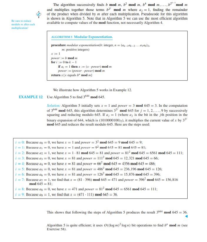 Solved 4. [12 marks] The Modular Operation x mod m = r