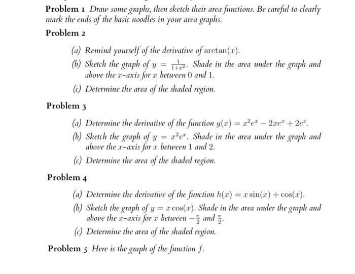Solved Problem 1 Draw some graphs, then sketch their area | Chegg.com