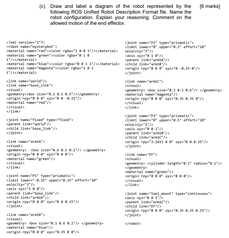 Solved C ï Draw And Label A Diagram Of The Robot Chegg Solved C ï Draw And Label A Diagram Of The Robot Chegg