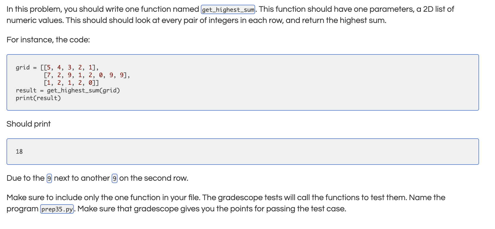 Solved In this problem you should write one function named