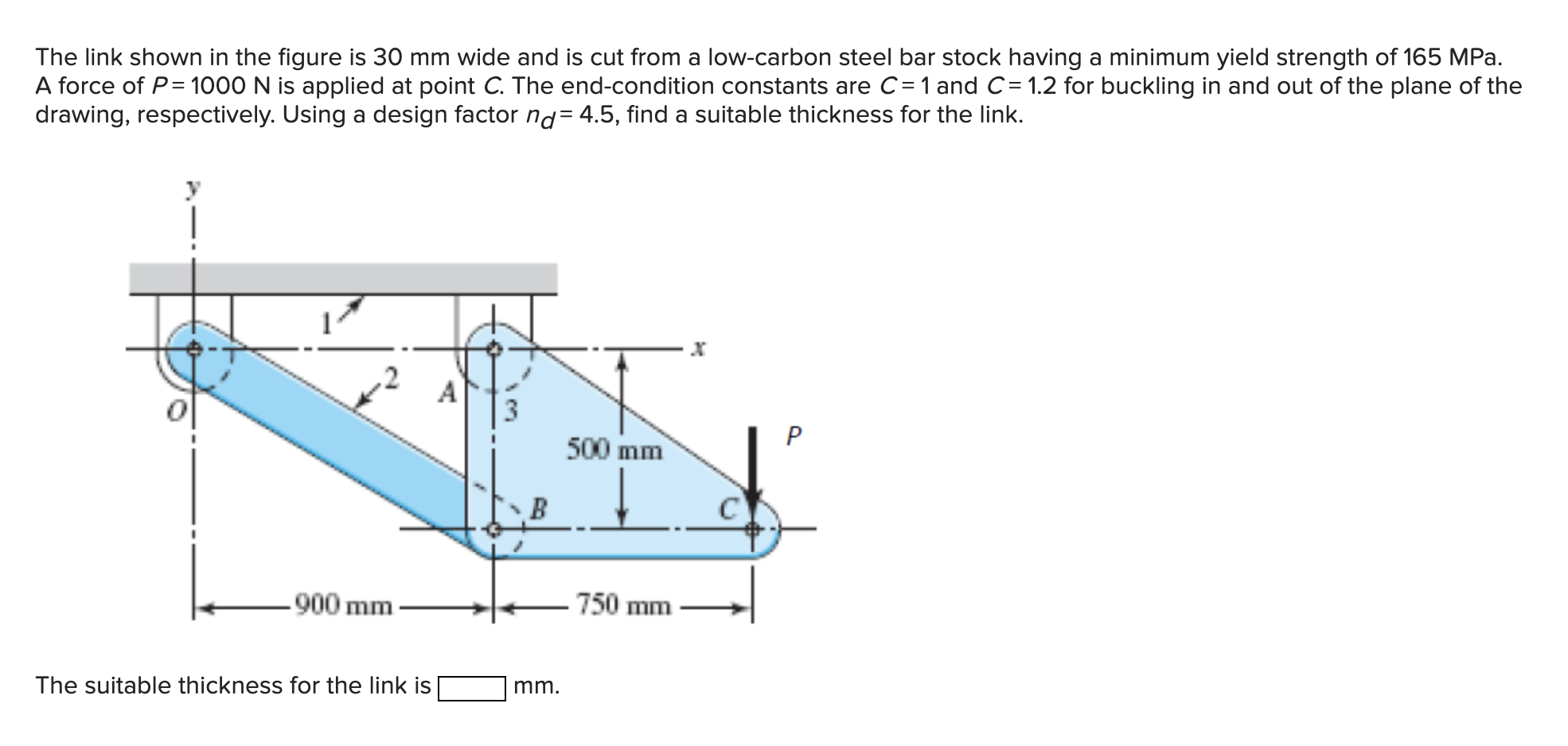 Solved The Link Shown In The Figure Is 30 Mm Wide And Is Chegg Com