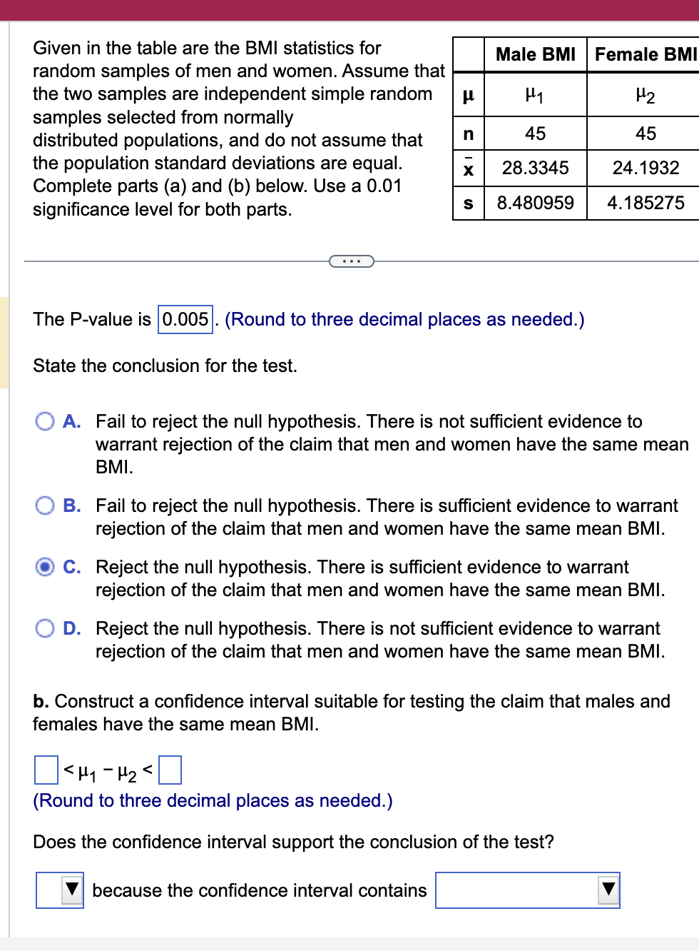 Solved Given in the table are the BMI statistics for random 