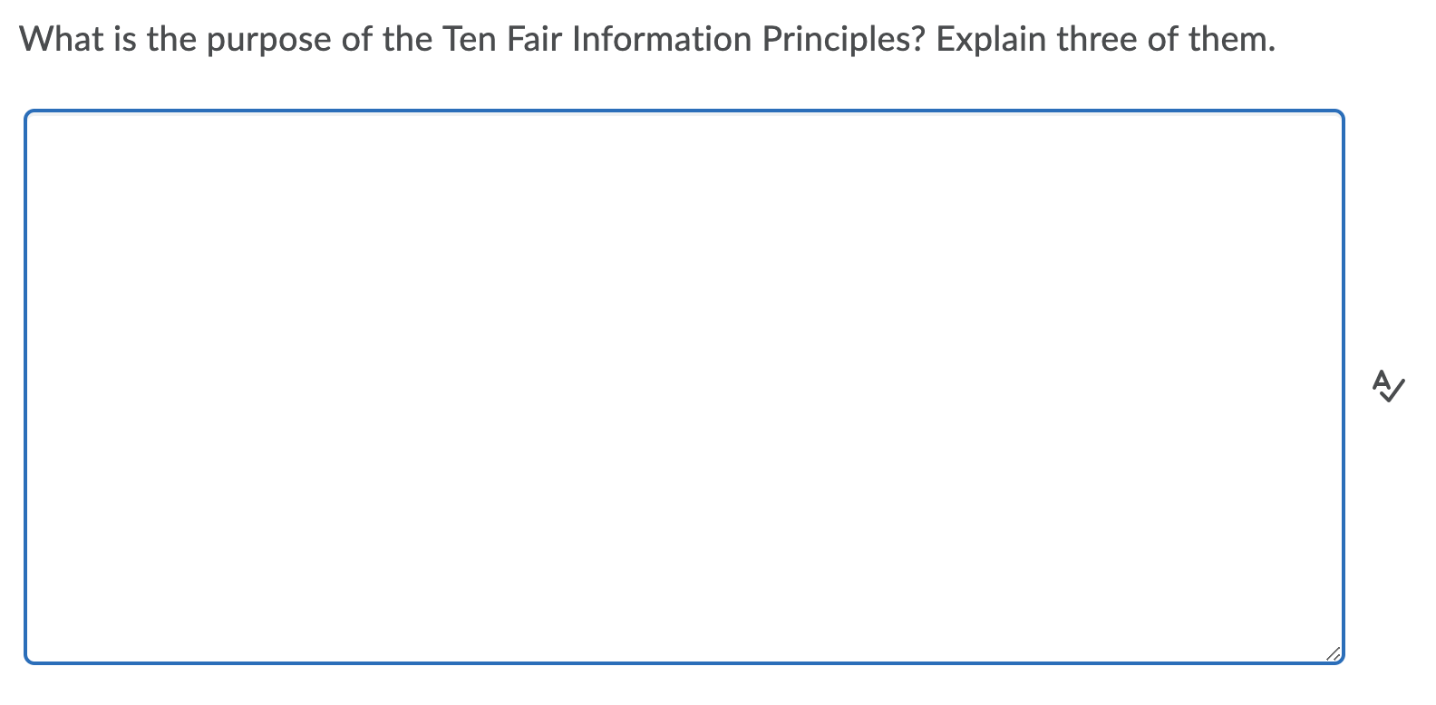 Ten Fair Solved What is the purpose of the Ten Fair Information | Chegg.com